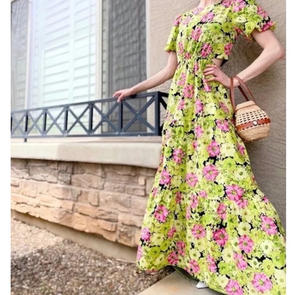 Wayf Floral Cutout Tiered Maxi Dress - Picture 3 of 5